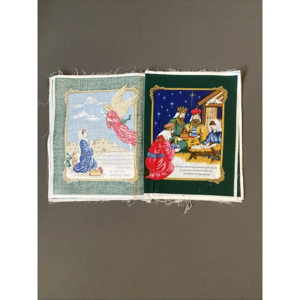 Vintage Christmas Cloth Book Sewing Panel THE NIGHT CHRIST WAS BORN DIY
